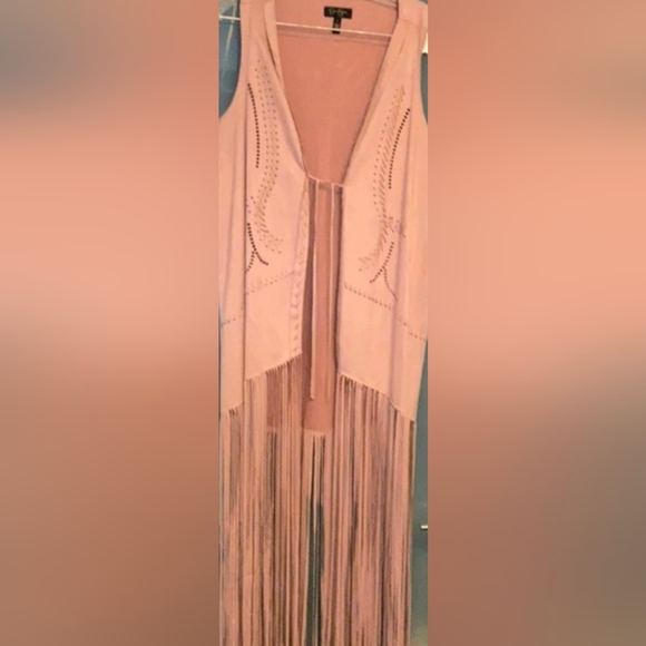 NWT Jessica Simpson baby  pink faux fringe WESTERN COWBOY vest. Size medium - Picture 1 of 11